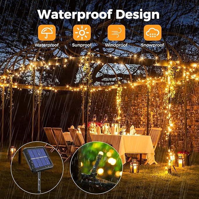 btfarm 4 Pack Solar String Lights Outdoor, Extra Long 480LED 156Ft Solar Christmas Lights Outside Waterproof, 8 Modes Solar Powered Tree Twinkle Light for Garden Yard Patio Party Decoration,Warm White
