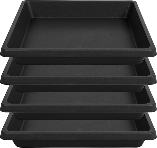 Square Plant Saucer 14 Inch 4 Pack, 6 8 10 12 13 16 18 20 Durable Plastic Plant Trays for Pots-Indoor Outdoor, Durable and Thicker Large Plant Drip Trays, Flower Planter Saucers for Potted Plants