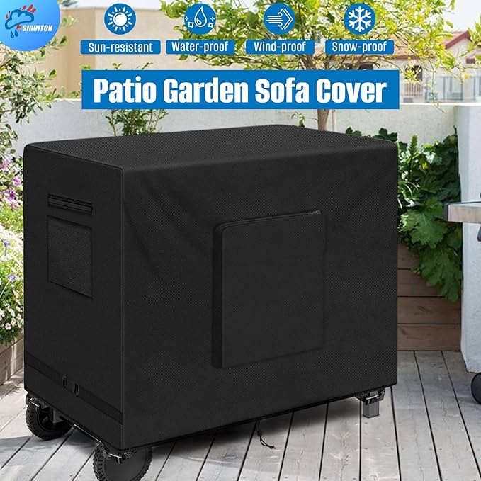 SIRUITON Outdoor Bar Cart Cover for 48 Inch BBQ Food Prep Table, Heavy Duty 600D Oxford Fabric Outdoor Dining Cart/BBQ/Worktable Metal Movable Table Waterproof Cover