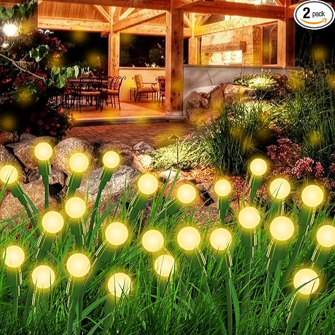 Aogist Solar Garden Lights Outdoor Waterproof,4 Packs 40 LED,Sway by Wind, Yard Patio Pathway Decoration, High Flexibility Iron Wire & Heavy Bulb Base,Warm White
