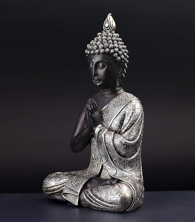 JORAE Seated Buddha Statue Buddhism Thai Meditating Home and Garden Decorative Sculpture Praying Collectibles Figurines, 9.5 in, Polyresin