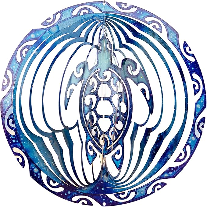 VP Home Tribal Turtle Kinetic Wind Spinners for Yard and Garden Wind Spinner Outdoor Metal Large Hanging Turtle Decor 3D Garden Art Wind Sculpture Spinners Kinetic Art Lawn Ornaments, 12x15 inches