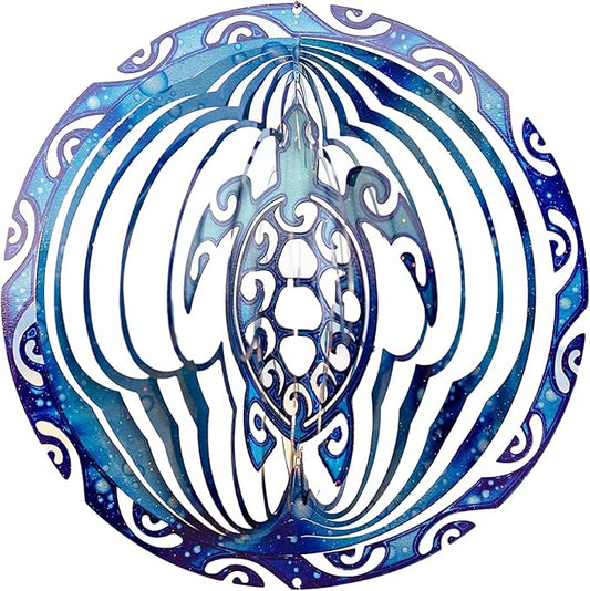 VP Home Tribal Turtle Kinetic Wind Spinners for Yard and Garden Wind Spinner Outdoor Metal Large Hanging Turtle Decor 3D Garden Art Wind Sculpture Spinners Kinetic Art Lawn Ornaments, 12x15 inches