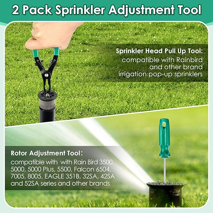 Sprinkler Head Tool Compatible with Rain Bird, Spray Head Pull up Tools and Sprinkler Rotor Adjustment Tool Sprinkler Removal Tool, Sprinkler Wrench for Lawn Irrigation Sprinkler System Repair