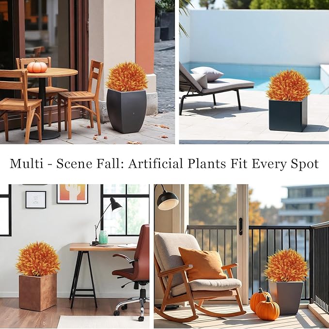 24" Artificial Cedar Topiary Ball Bushes, Set of 2 UV Resistant Fake Trees Outdoor Shrubs with Stake, Weatherproof Faux Plants for Planter, Front Porch, Garden, Yard, Patio Fall Decor