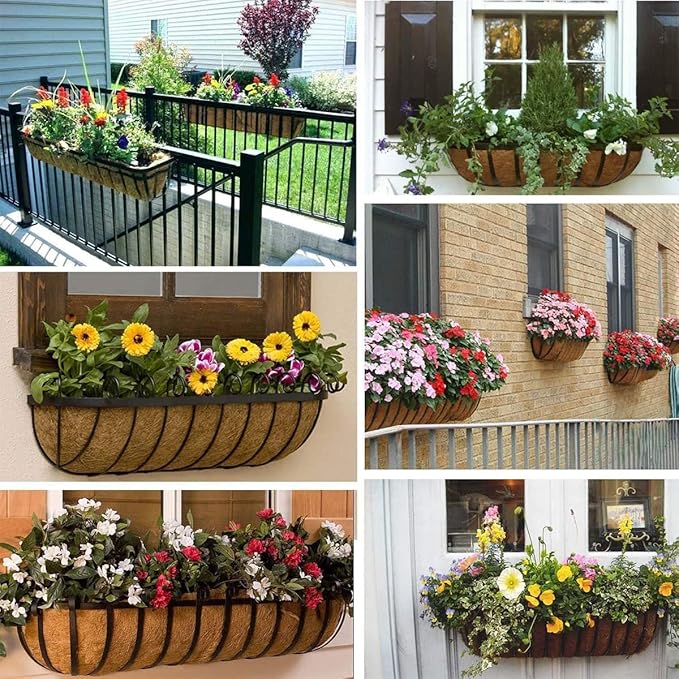 1 Pcs Trough Coco Liner 48 inch Wall Planter Replaceable Coco Liner for Window Box, Fence Flower Baskets