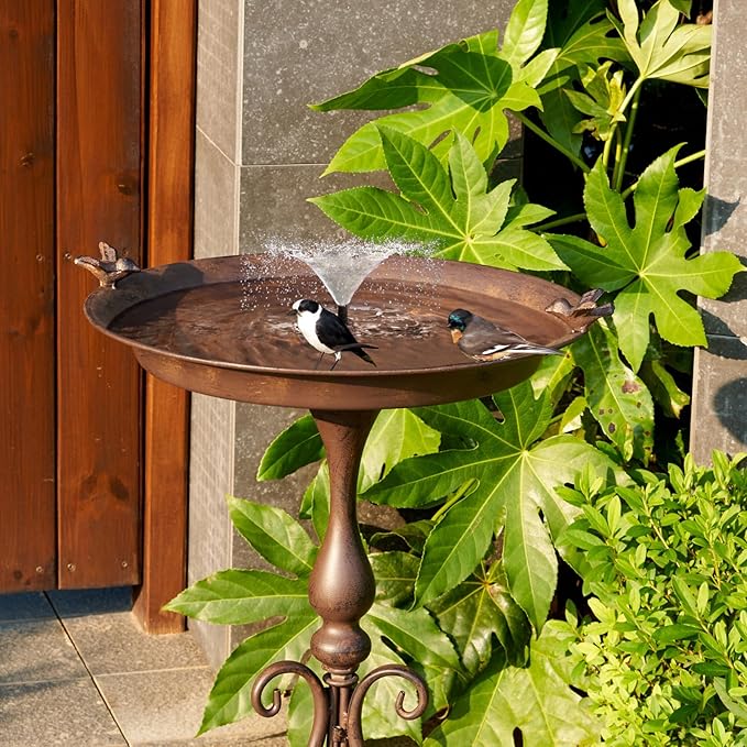 Dia 18" W*28" H Large Metal Bird Bath with Stand, Bird Baths for Outdoors, Metal Birdfeeder,for Garden Yard Decor