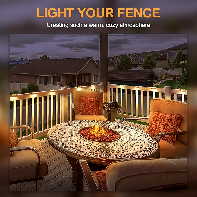 SOLPEX Solar Fence Lights, 6 LEDs Solar Lights Outdoor Waterproof Solar Powered for Deck, Stair, Front Porch, Balcony, Walkway, Garden, Yard, Patio, Pool Decor, IP65 Waterproof (16 Pack, Warm White)