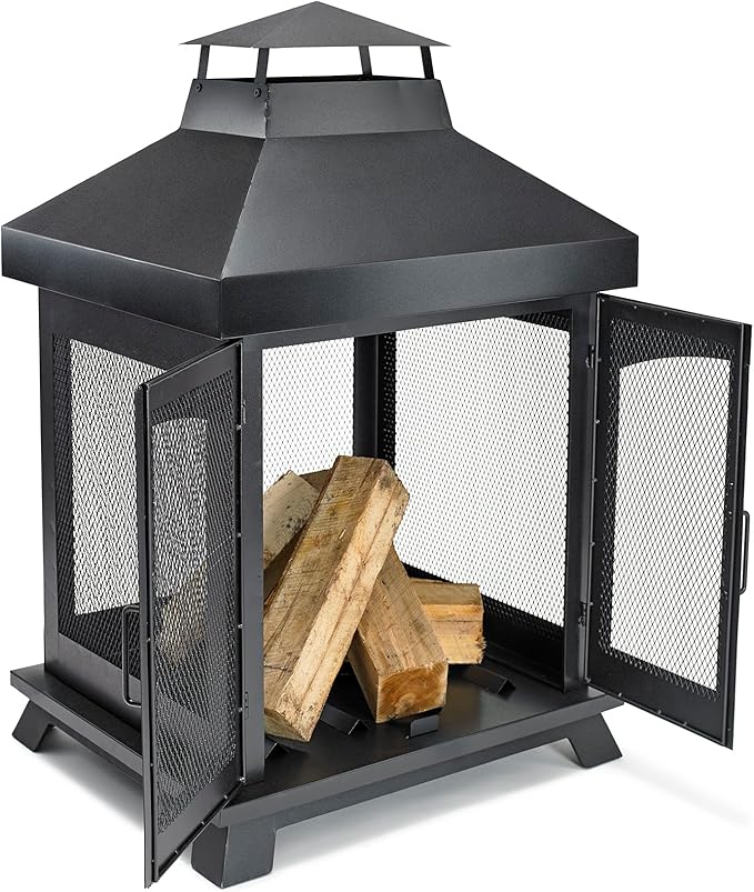 Endless Summer 45" Wood Burning Steel Outdoor Fireplace
