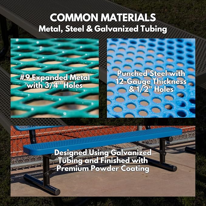 Heavy-Duty Outdoor Bench Thermoplastic Coated, Expanded Metal, Commercial-Grade Seating, Made in America (Surface Without Back, 8 Ft, Textured Yellow)