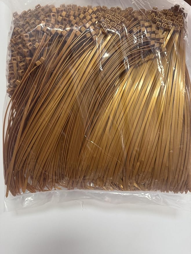 XINGO 1000 PCS Gold Zip Ties 12 Inch, 60 LBS Tensile Strength, Self-Locking Nylon Plastic Nylon PA66 Wire Ties for Indoor and Outdoor Use