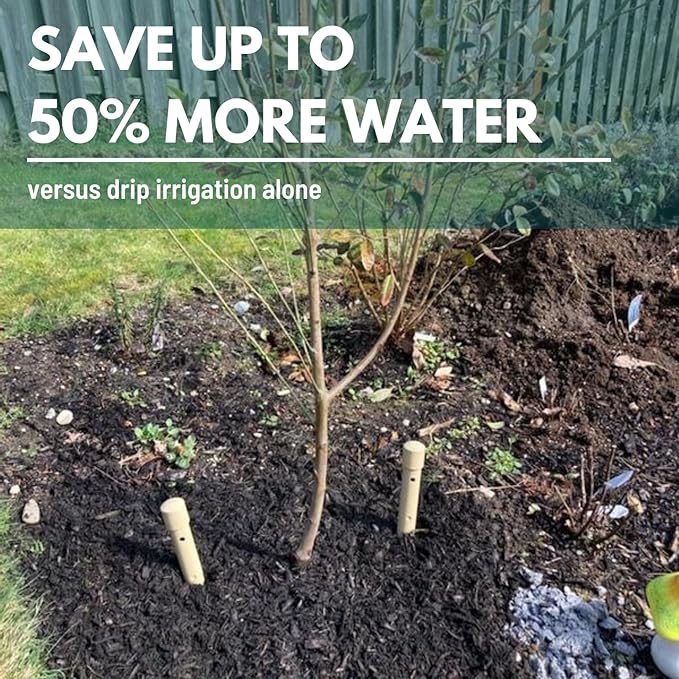 DEEP DRIP 24-inch Tree Watering Stake (3 Pack, Tan) | UV-Protected ABS Plastic Deep Root Irrigation Spike for Fruit, Flowering, Nut Trees