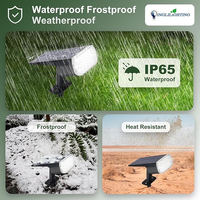 DINGLILIGHTING Solar Lights Outdoor Waterproof: IP65 Led Spot Light Decorations for Garden - 3 Lighting Modes Solar Powered for Yard - Dust to Dawn Uplighting Landscape Pathway Drive Patios 6PC White