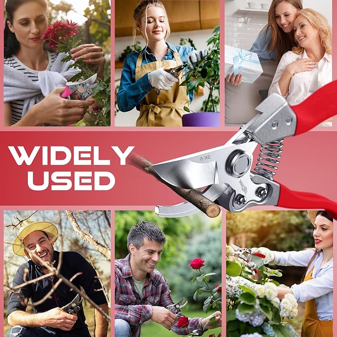 Pruning Shears for Gardening - DECERK 8.5" Professional Bypass Garden Scissors & Clippers, Heavy Duty Hand Held Pruners for Branch & Tree Trimming, Gardening Gifts for Women Men, 2025 Gardener Tools