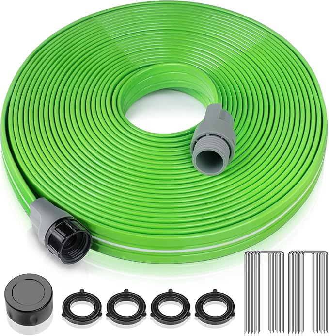 LAVEVE Sprinkler Soaker Hose for Yard 25 FT, Heavy Duty Garden Water Hoses with Stakes, Sprinklers System for Lawn, Flexible Drip Irrigation Tubing