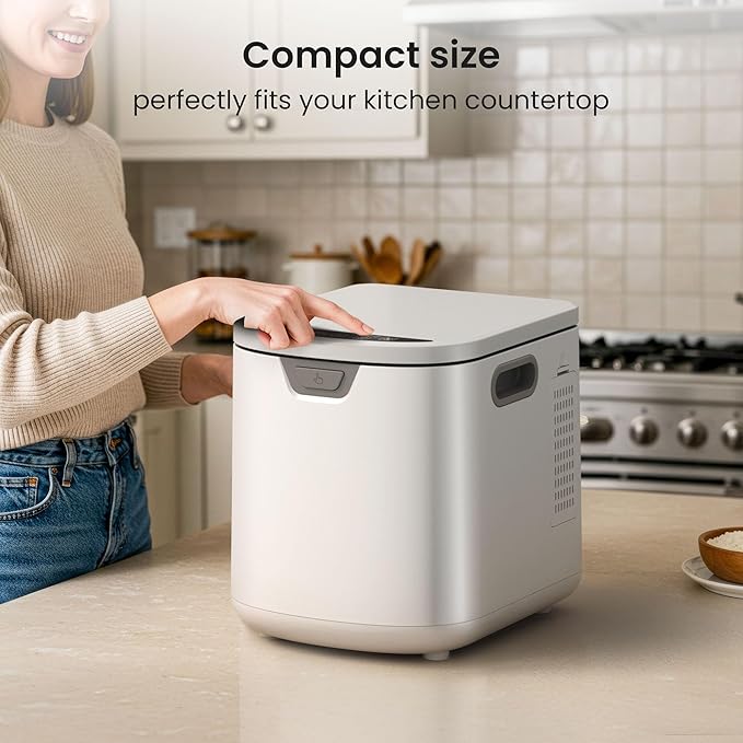 Kismile Electric Composter for Kitchen, 3.5L Smart Countertop Compost Bin with LED Timer Display, Odorless/Auto-Clean, Indoor Compost Bin, Turn Food Waste into Fertilizer