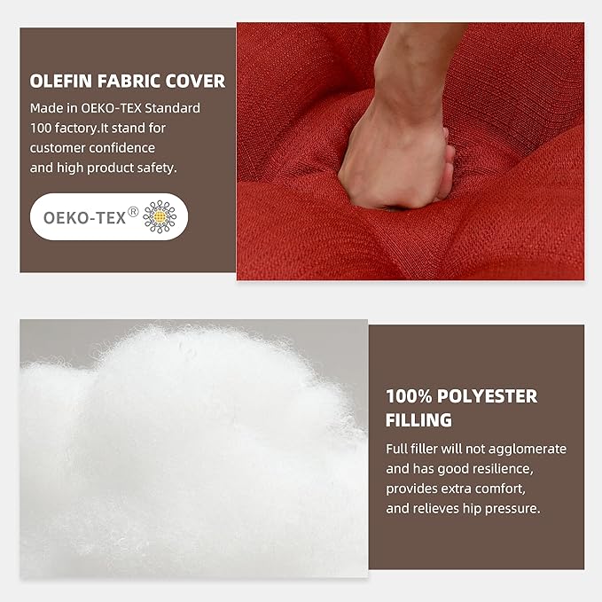 RACE LEAF Patio Chair Cushions 19x19 4 Pack, Thickened Outdoor Seat Cushions Water Resistant Stain Resistant Non-Slip Ties (Red)