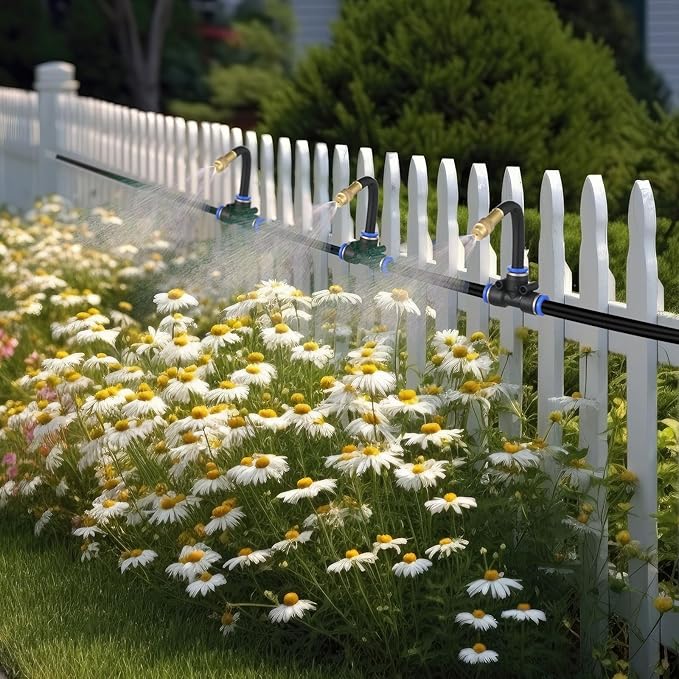 Zonon Brass Misting Nozzles Tee with Built in Hose 360 Degree Rotation Adjustable Water Mister Nozzles Thread Sprayer 0.043" Misting Parts and Accessories for Patio Outdoor Cooling(15 Pcs,4 Inch)