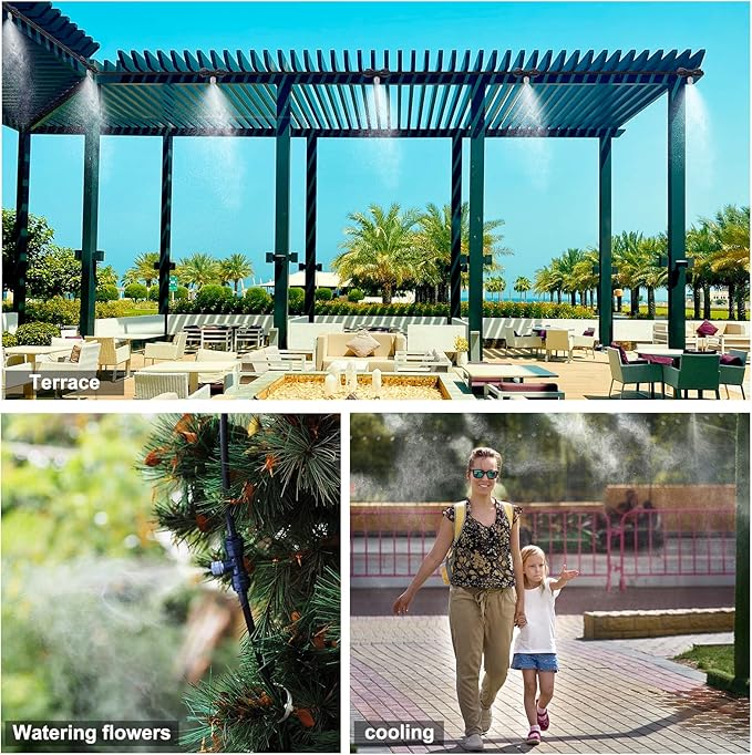 Fogland Misting Nozzles for Cooling System:35pcs Clogging-Prevent Cleanable Stainless Steel Mist Nozzles 0.016" Orifice 10/24 UNC for Patio Garden Trampoline