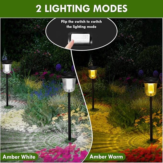 Solar Pathway Lights Outdoor, Solar Lights Outdoor Waterproof IP65, 200 LM Auto On/Off Solar Lights Garden,Outdoor Solar Lights for Yard Garden Walkway Driveway Path