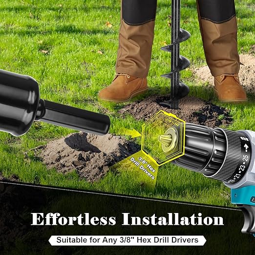 Auger Drill Bit for Planting 2 Pack,1.6x16 inch&3.5x16 inch,Auger Drill Bit Suitable for 3/8'' Hex Drill Driver,Garden Spiral Hole and Planter for Bulbs,Fence Posts,and Umbrella Holes