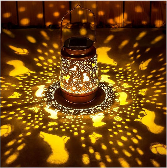 Dog Solar Lanterns Outdoor Waterproof Hanging Solar Lights Dog Gifts for Women Men Metal Decorative LED Lanterns for Garden Decor,Yard,Patio,Lawn,Tabletop,Pathway,Landscape