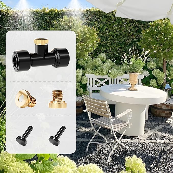Misting Nozzles Kit Include 36 Pcs Misting nozzle 30 Pcs Misting 6 Pcs Plug nozzle tees for Outdoor Spray Cooling System (72 Pieces)