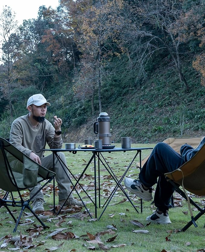 iClimb Ultralight Compact Camping Folding Table with Carry Bag (Reinforced Black - XL)