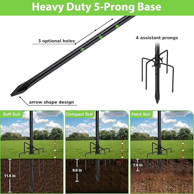 Bird Feeder Pole, 78" Shepherds Hooks for Outdoor, Hummingbird Feeders Stand Heavy Duty with Stable 5-Prong Base, Hanging Plant Shepherd Hook Hanger Stick for Outside Garden Yard Wedding