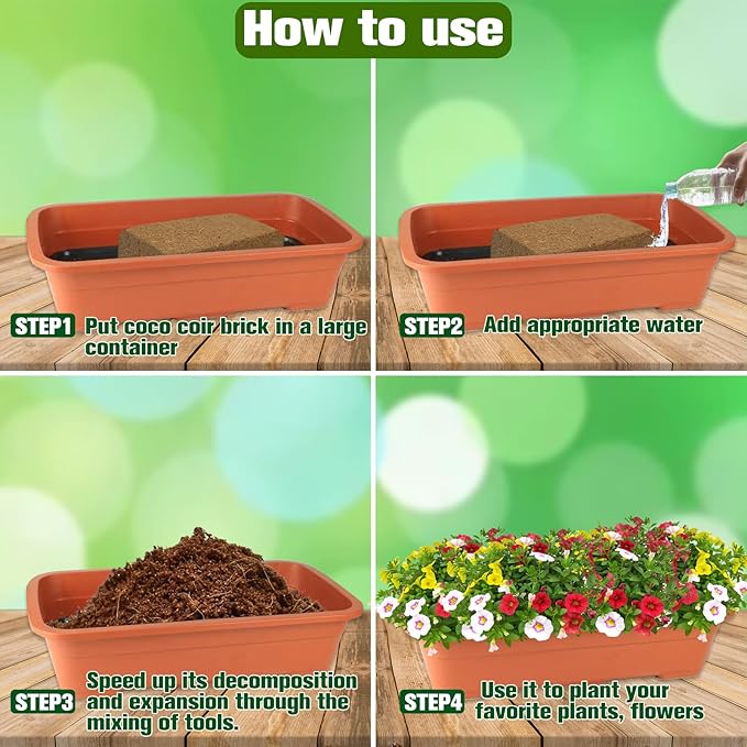 ZeeDix 10 Pack Premium Coco Coir Brick, Organic Compressed Coconut Coir Bricks Seed Starter Potting Soil for Plants, Coconut Fiber Substrate with Low EC & pH Balance for Gardening Flower Herbs
