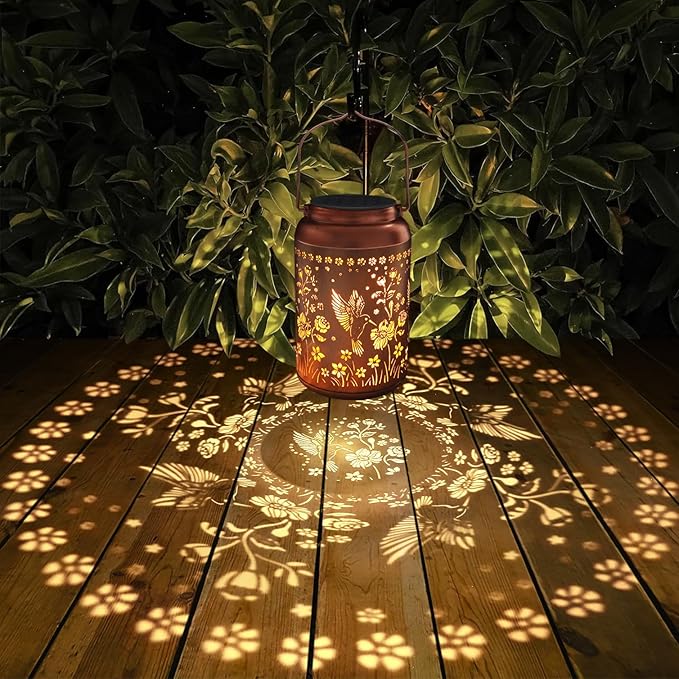 Solar Lanterns Outdoor Waterproof Hummingbird Garden Decor Gifts for Women Mom Grandma Mothers Day Gifts Hanging Solar Lights Metal Solar Decoration Outside for Yard, Backyard, Patio Deals