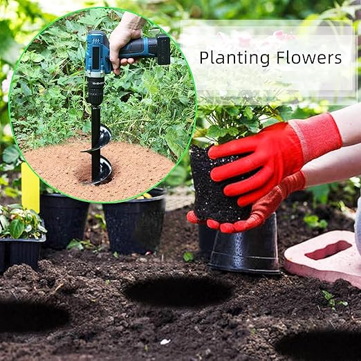 Garden Auger Drill Bit for Planting 1.6x9'',Soil Ground Earth Spiral Drill Bit for 3/8" Hex Drive Drill, Yard Auger Drill Bits for Bulbs Planting, Hole Digger Flowers,Bedding Digging Planter Tool