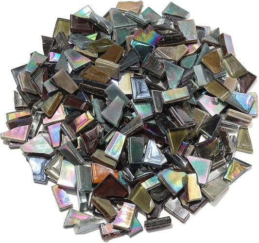 Black Mixed Irregular Mosaic Glass Mosaic Tiles Pieces, 300g Mosaic DIY Set Adult Mosaic Set, Mosaic Craft Supplies Mosaic Making Supplies