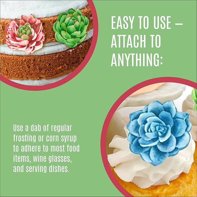 Edible Wafer Succulents - Cake and Cupcake Toppers, Decoration Premium Crafted in the USA
