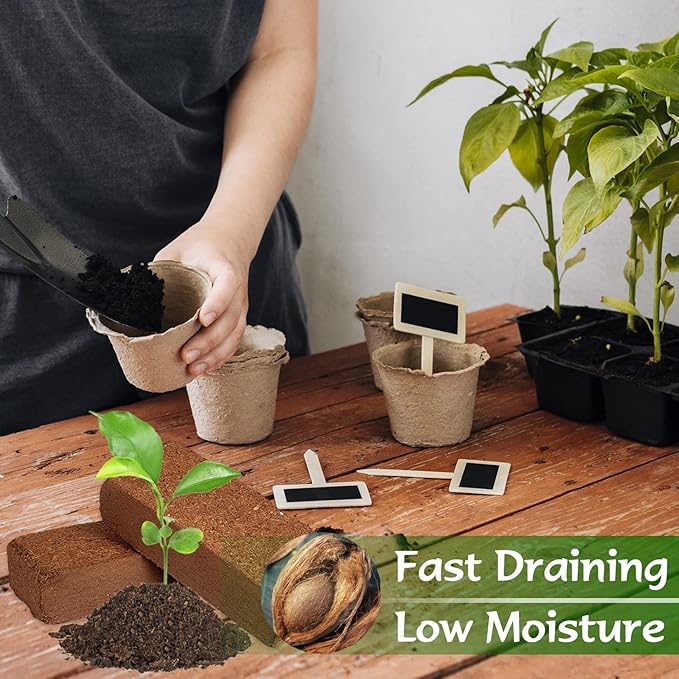 ZeeDix 2 Pcs Coco Coir Brick for Plants- 100% Organic Coconut Coir for Garden Soil & Potting Mix, Low EC and pH Balance, Compressed Coconut Husk Fiber for Seed Starter Soil for Indoor Outdoor Plants
