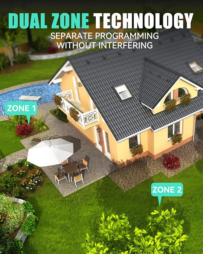 RAINPOINT Brass Sprinkler Timer 2 Stations, Large Digital Water Timer for Garden Hose with 6 Programmable Procedure, with Delay/Manual/Auto Irrigation Mode for Week/Specific/Daily Watering