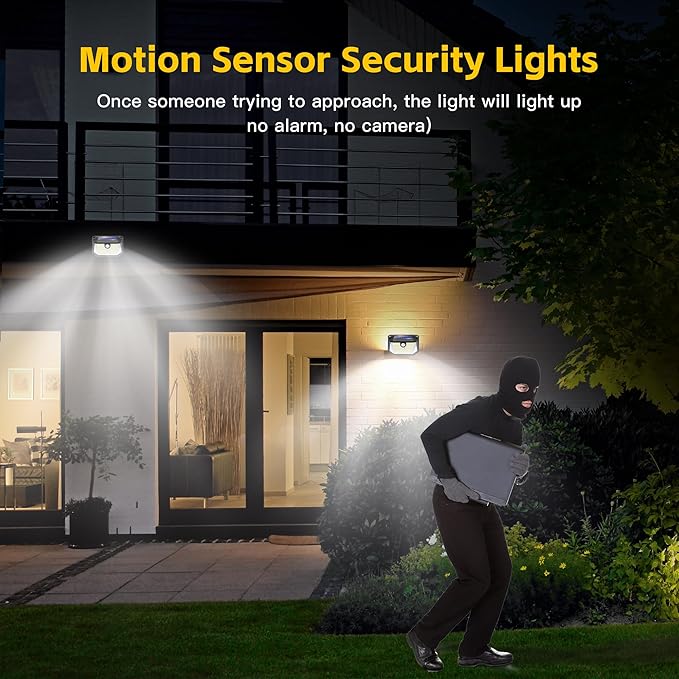 Solar Lights Outdoor Motion Sensor, 178 LED 300LM Waterproof IP65, Wall Mounted Security Light with 3 Modes, 270° Wide AngleWide Angle, Solar Powered for Garden, Yard, Patio, Front Door(4Pack)