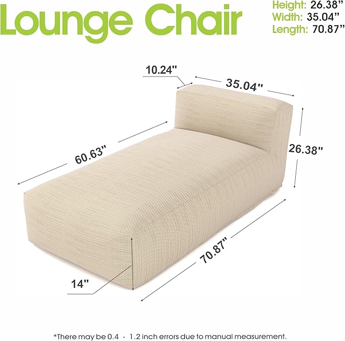 Outdoor Bean Bag Lounger Chair, Big Comfy Outdoor Daybed for Sunbathing and Tanning - Water-Resistant Patio Chaise and Pool Sun Lounger Furniture for Beach Deck (Spice Tan)