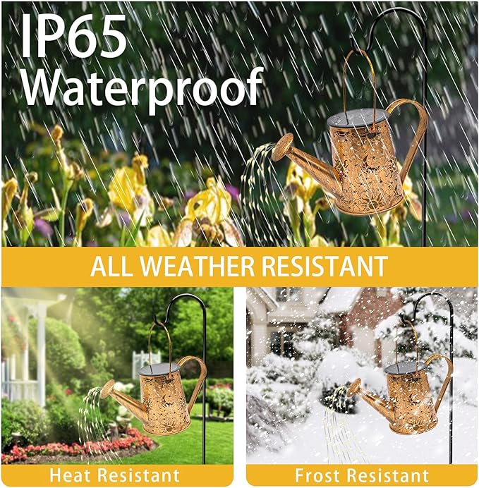 Solar Garden Lights Outdoor, Solar Watering Can Lights Garden Decor Gifts for Grandma Mom, Sun Moon Waterproof Hanging Lantern with String Lights, Yard Decoration for Patio Porch Lawn Backyard Pathway