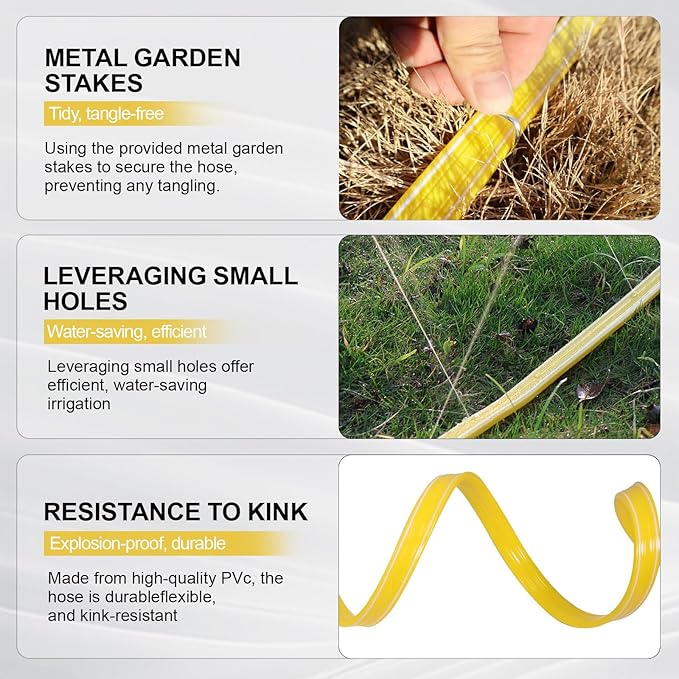 Sprinkler Hose 15 ft 4-Pack, Flexible Short Sprinklers Soaker Hose 60 ft for Yard, Lawn Drip Irrigation Hose System for Garden Watering (15 ft 4-Pack)