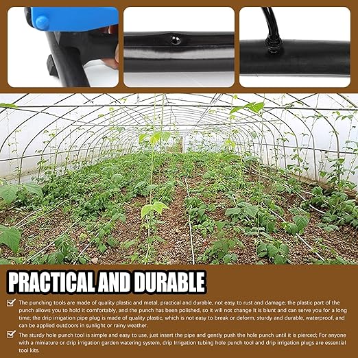 32Pcs Drip Irrigation Tubing Hole Punch Set, Drip Tube Hole Punch Fitting Insertion Tools, Drip Irrigation Plugs and Figure 8 End Cap Plug Irrigation Fittings for Garden Agricultural Watering