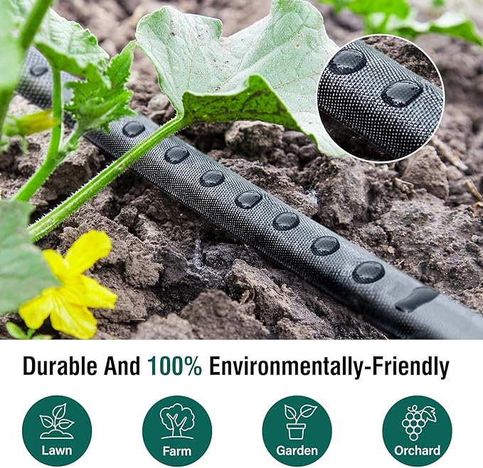 Soaker Hose 75ft for Garden Beds, Drip Irrigation Hose Saves 80% Water, Leak Proof Sprinkler Hose For Garden, Lawn, Flower Bed, Vegetable Field (75FT)