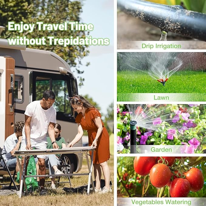 Smart Hose Watering Timer with Wi-Fi Hub, Automate Water & Sprinkler Schedules for Lawn, Garden, & Yard Care, Compatible with Alexa Green-Brass Inlet & Plastics Outlet (2-Outlet)