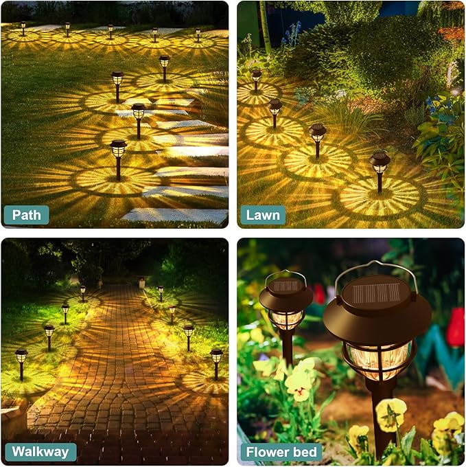 10 Pack Solar Pathway Lights Outdoor - Bright Solar Powered Garden Lights with 3000K Warm LED, Auto On/Off Waterproof Path Lights Decorative, Landscape Lighting for Yard Patio Walkway Driveway