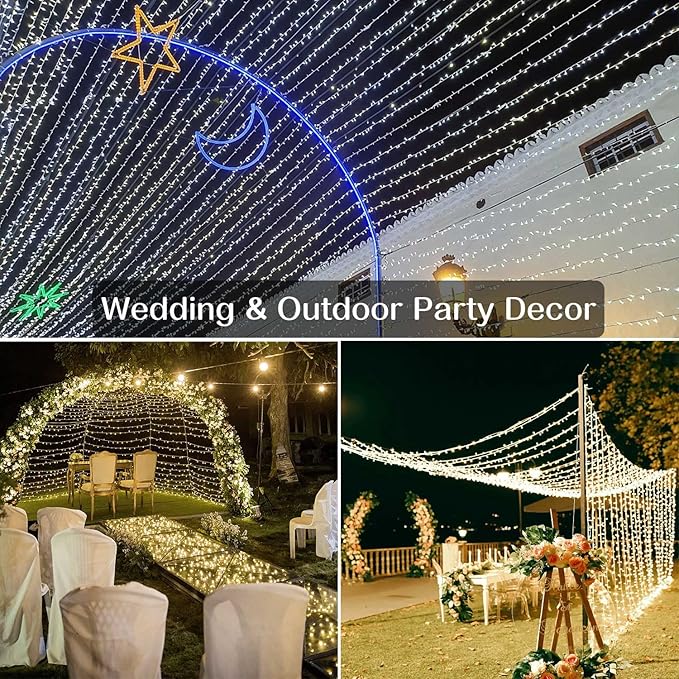Christmas Lights Outdoor, 800LED 330FT Warm White String Lights, 8 Mode Plug in Waterproof Decor Twinkle Lights for Bedroom Xmas Thanksgiving Wedding Party Garden Yard Tree Decoration
