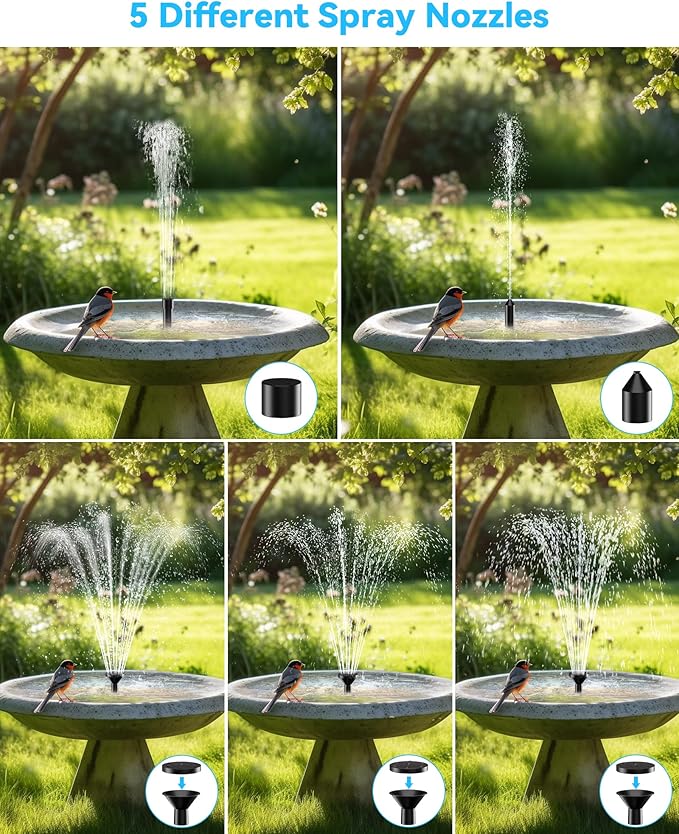 POPOSOAP Solar Water Fountain Pump for Bird Bath, 6W Outdoor Solar Bird Bath Fountain Pump with DIY Tubing for Bird Bath, Ponds, Garden and Fish Tank