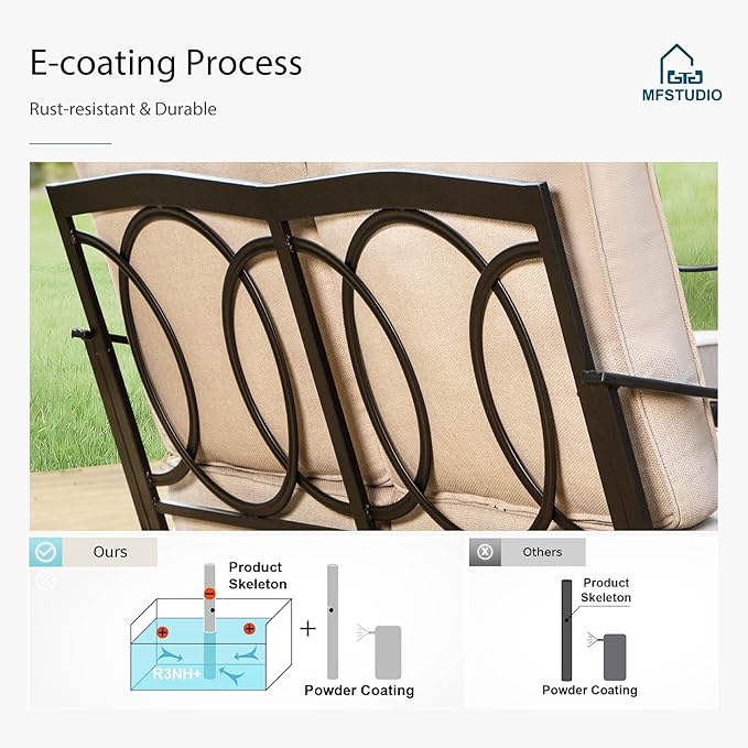 MFSTUDIO 2 Seat Outdoor Patio Furniture Set, Rattan Wicker Patio Sectional, Metal Outdoor Conversation Set Loveaeat Sofa for Garden Backyard