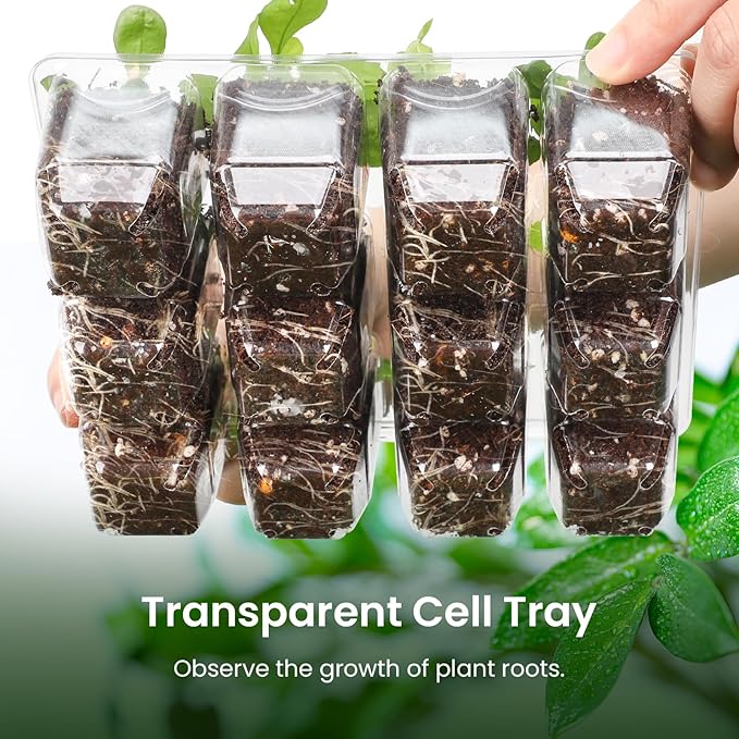 MIXC 360 Cells Seedling Starter Trays Transparent Seed Tray Grow Germination Kit with 30 Plant Lables(1.5 inch x 12 Cells per Tray, 30 Trays)