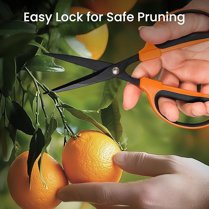 GROWNEER 1 Packs Trimming Scissors Teflon Coated Non Stick Blades Pruning Shears Gardening Hand Pruning Snips with Straight Stainless Steel Precision Blade