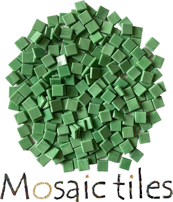 SMEIINIK 1.1lb/500g Square Mosaic Tiles for Crafts Bulk,Glass Tiles for Art Mosaic Projects, Iridescent Stained Glass Pieces for Mosaic Works (AJ23-34)